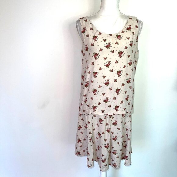 The Limited Skirt Set Womens Medium M Floral Rayon Side Buttons Top Size 8 Cream - Picture 13 of 13